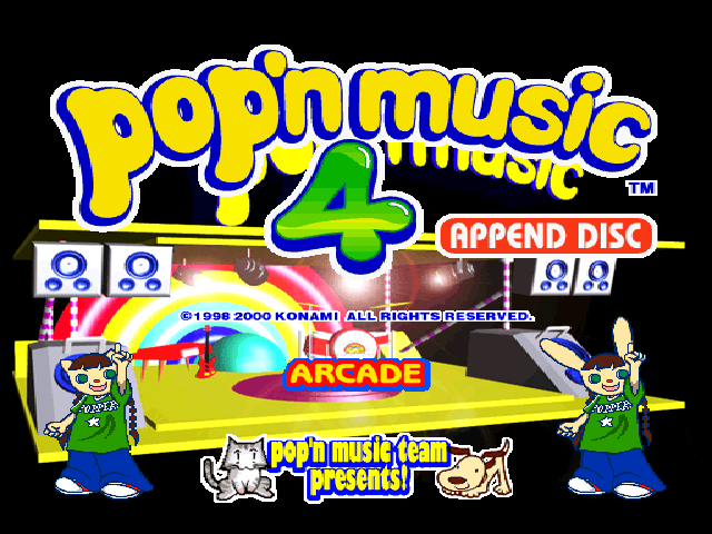 Pop'n Music 4 Append Disc title screen for Playstation